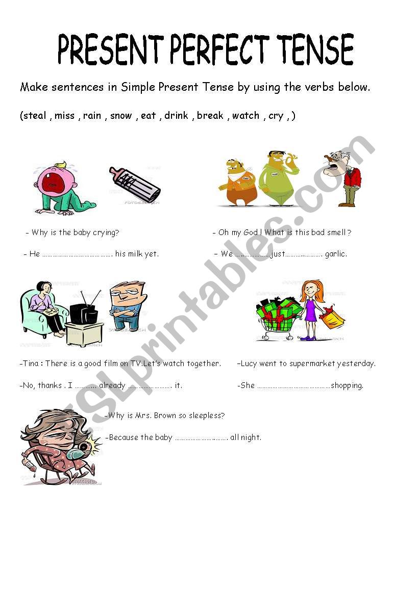 present perfect tense 2 worksheet