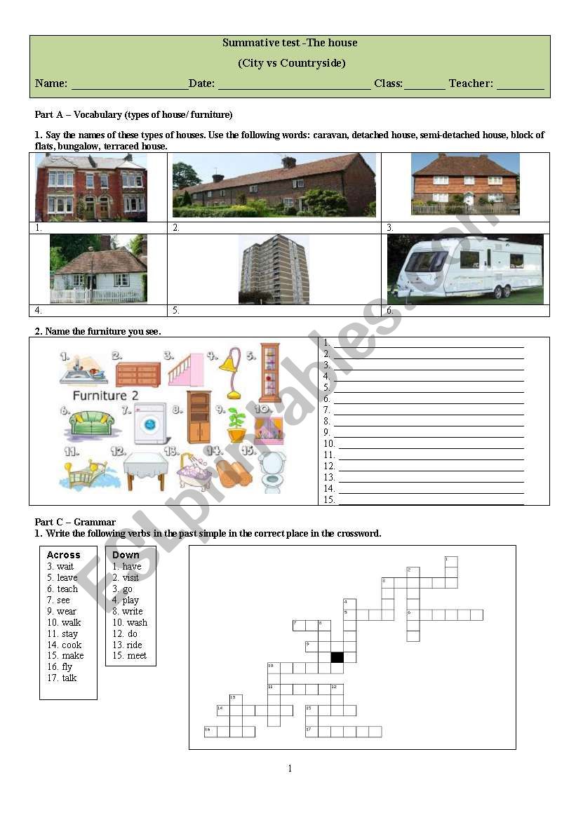 The House worksheet