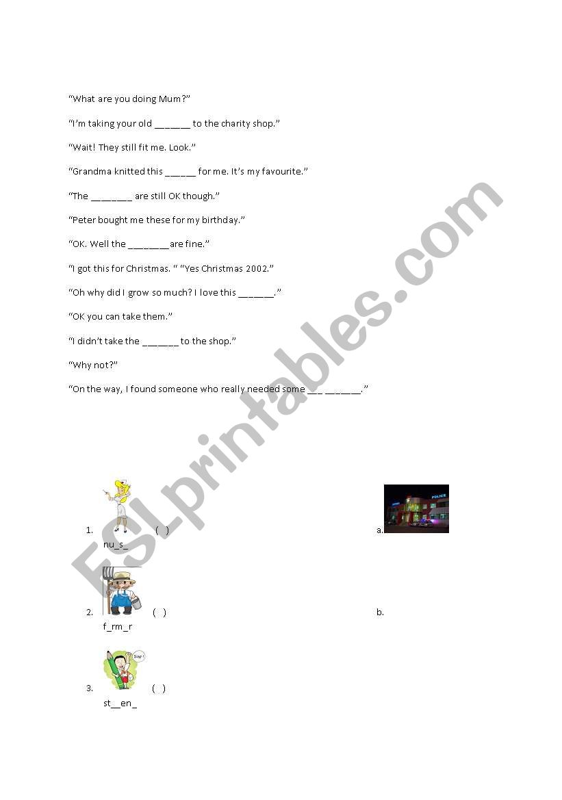 Clothes worksheet
