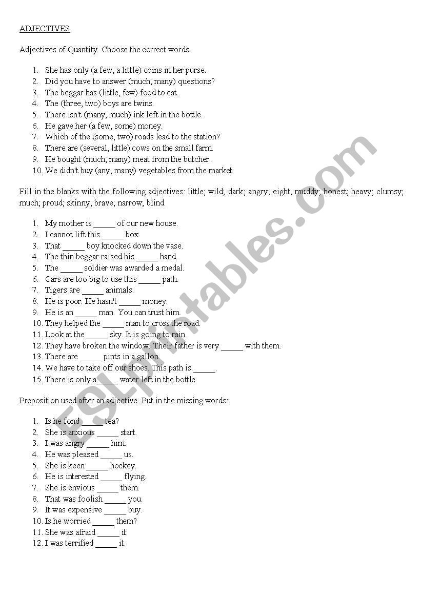ADJECTIVES worksheet