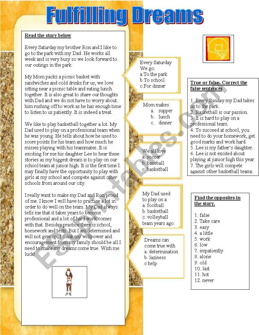 Fulfilling Dreams worksheet