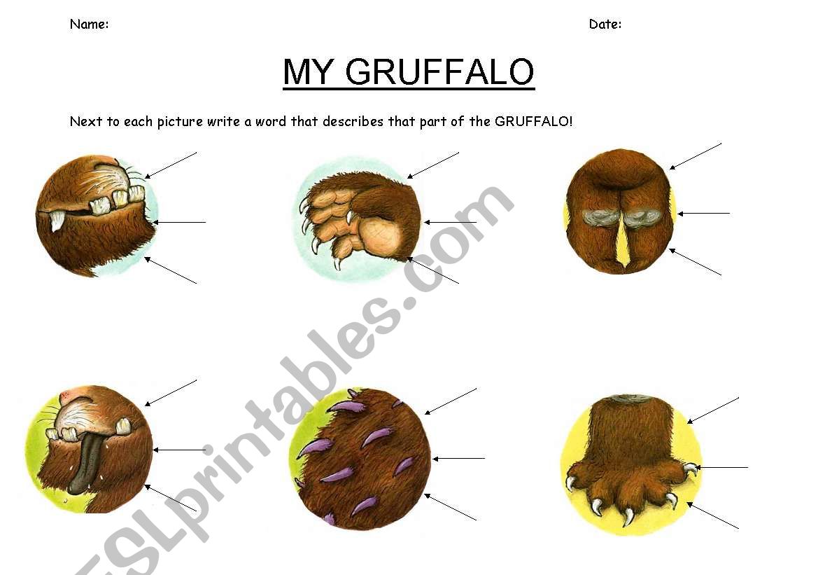 Gruffalo description sheet worksheet