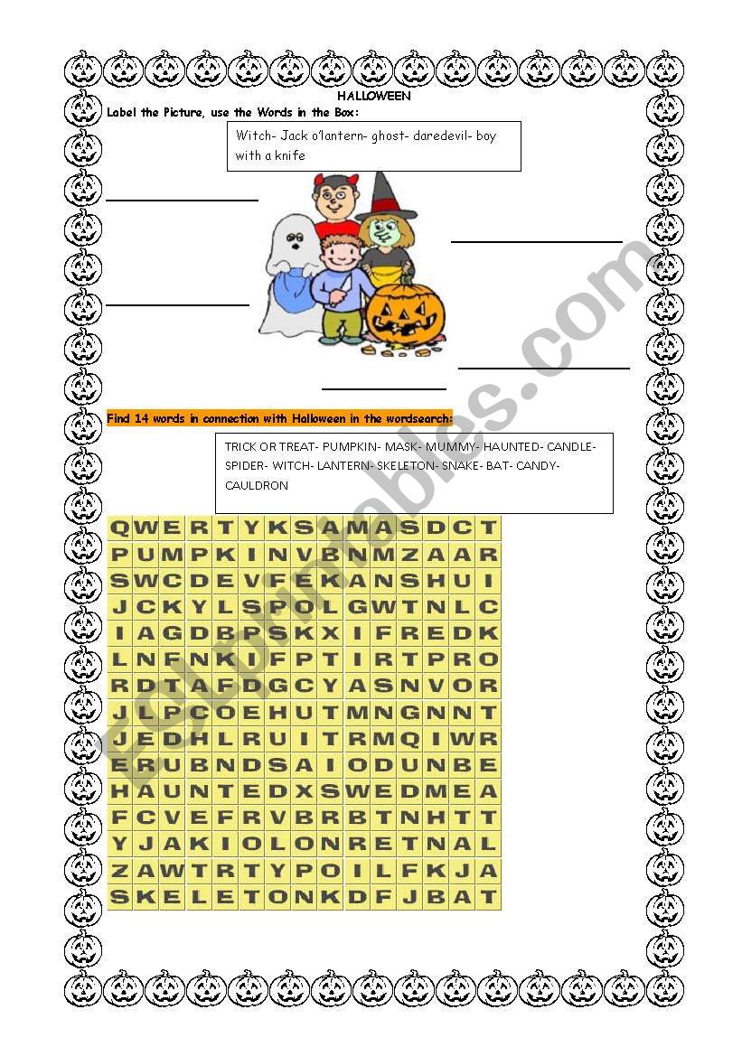 Halloween activities worksheet