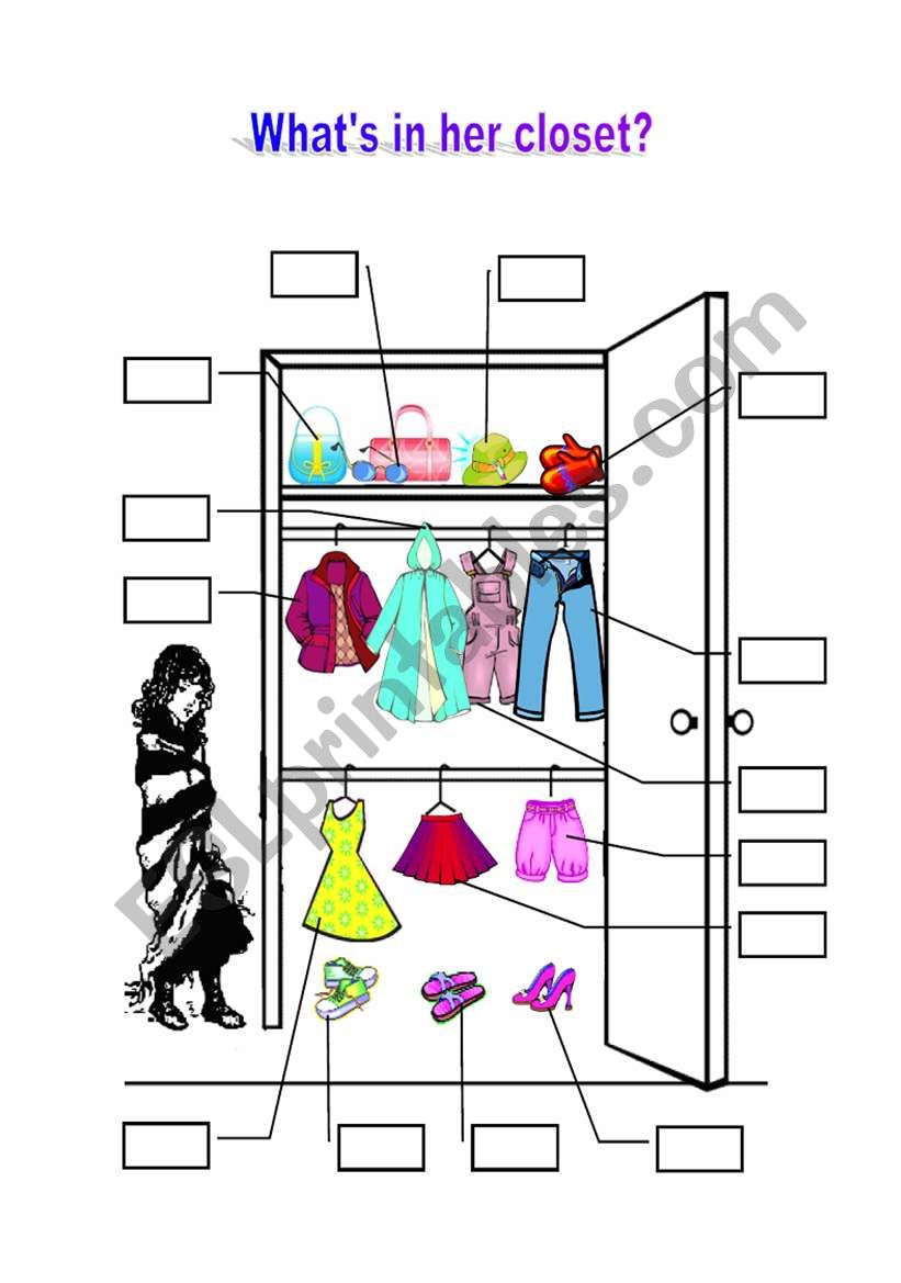 grammar exercise online english her What´s  in ESL by Hidra  closet? worksheet