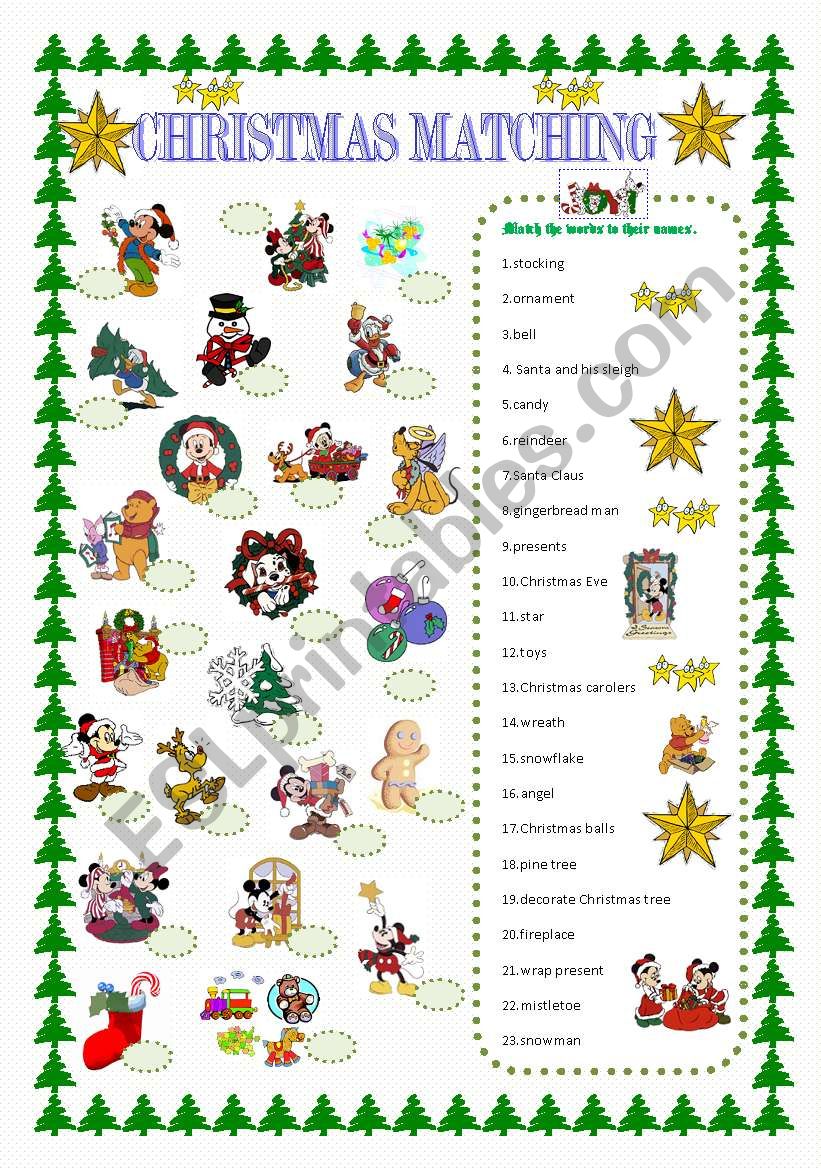 Christmas matching worksheet