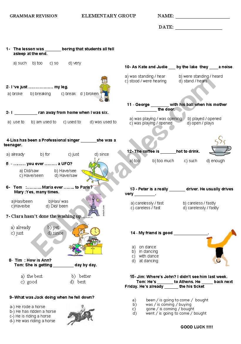 grammar revision worksheet