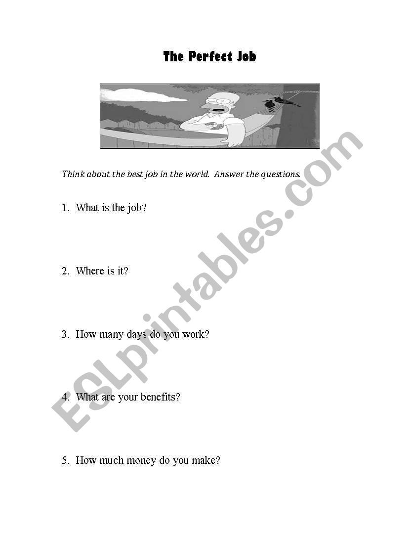 The Perfect Job worksheet