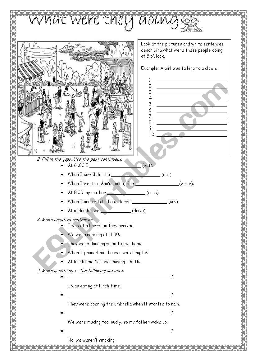 Past Cont. Exercises worksheet