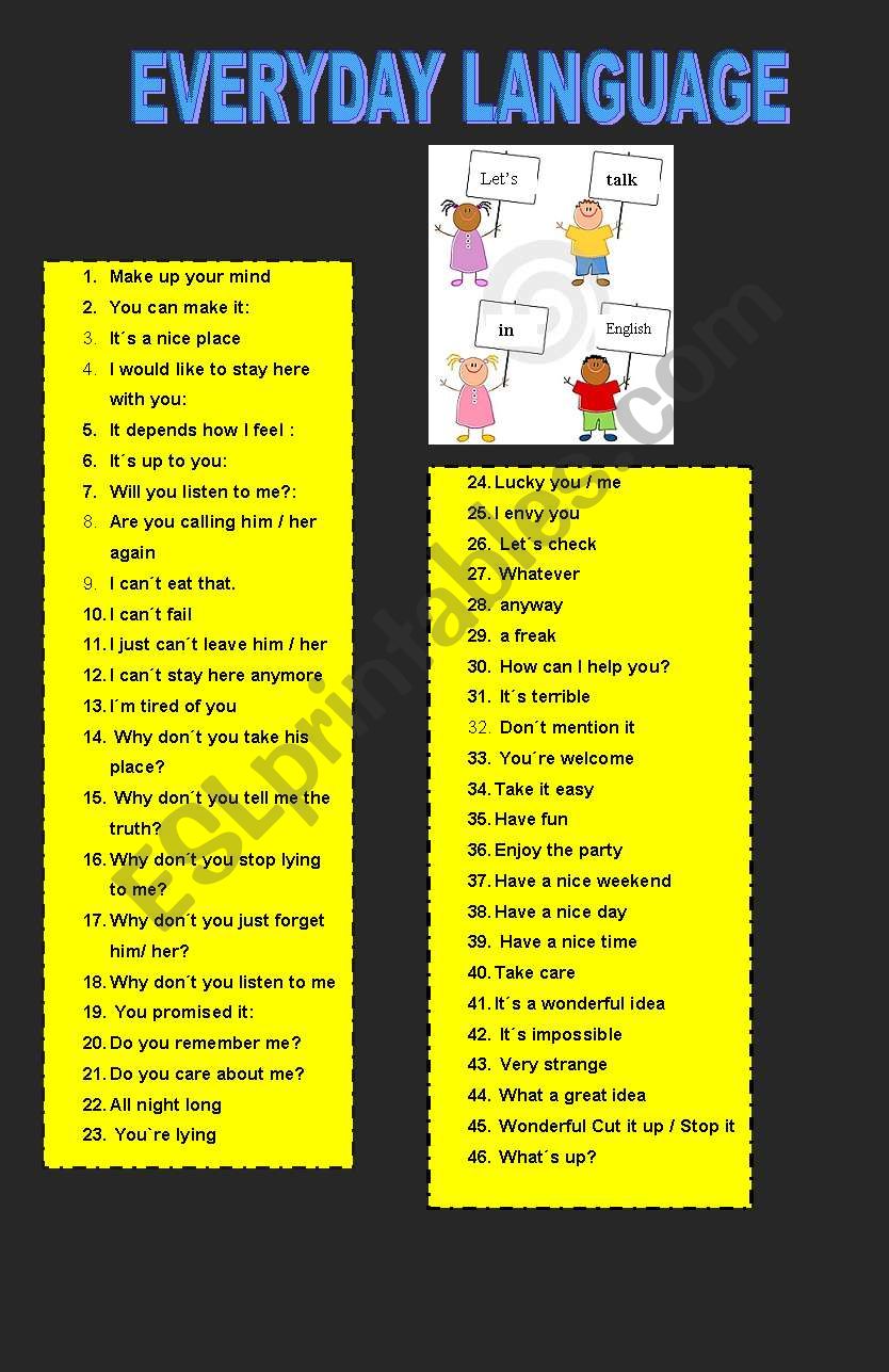 EVERYDAY LANGUAGE worksheet