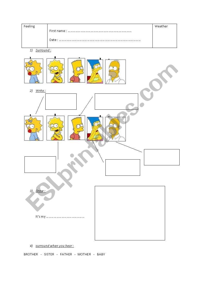 family worksheet