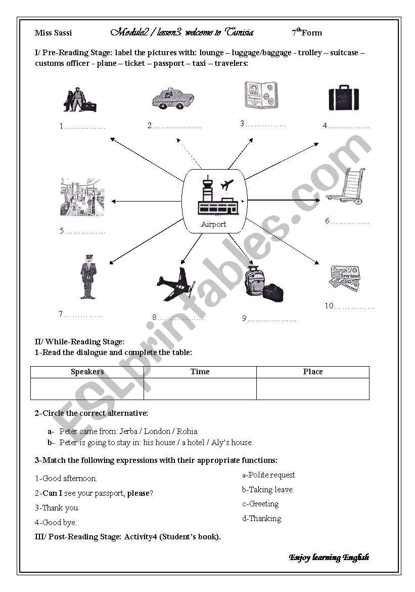 welcome to tunisia worksheet