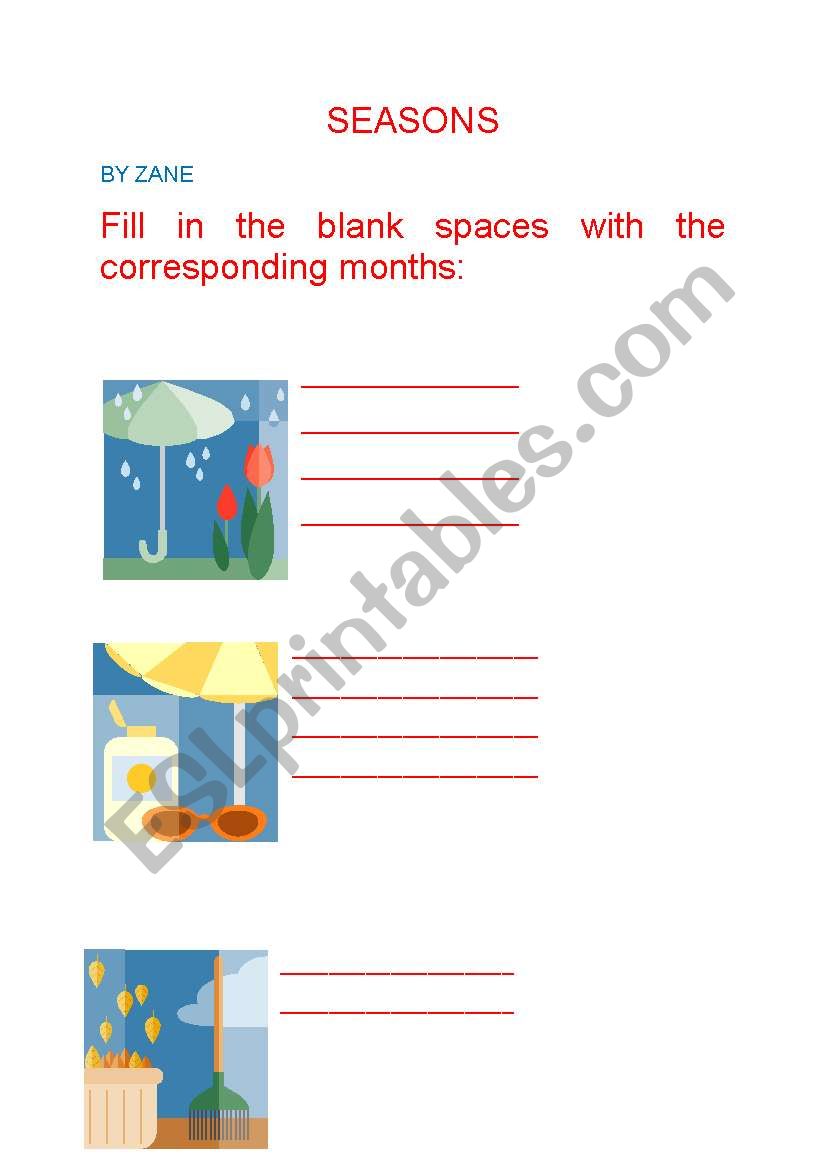 SEASONS worksheet