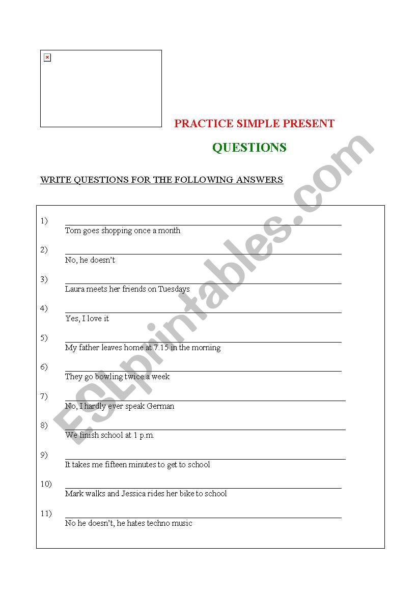 SIMPLE PRESENT: PRACTICE QUESTIONS