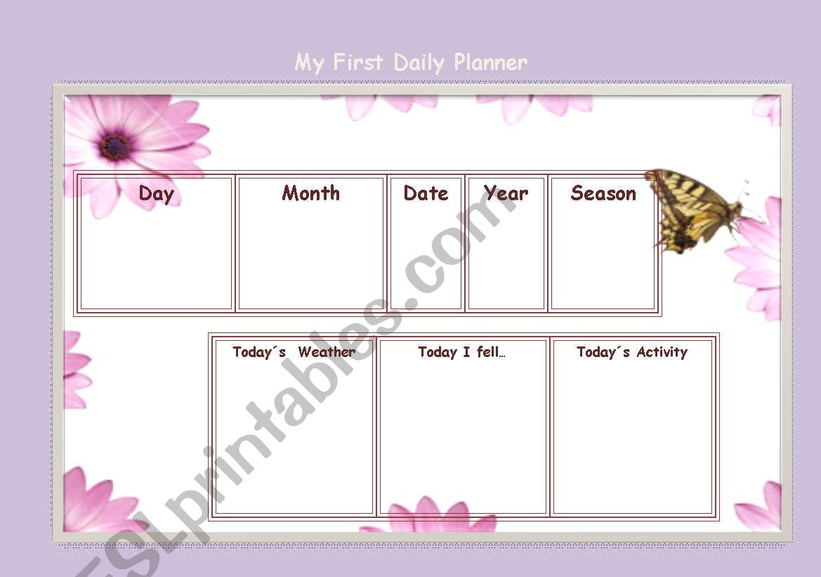 My First Daily Planner worksheet