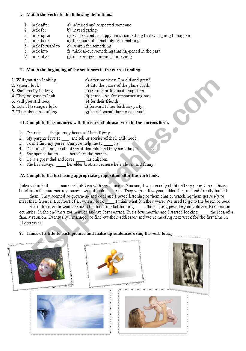 phrasal verb look worksheet