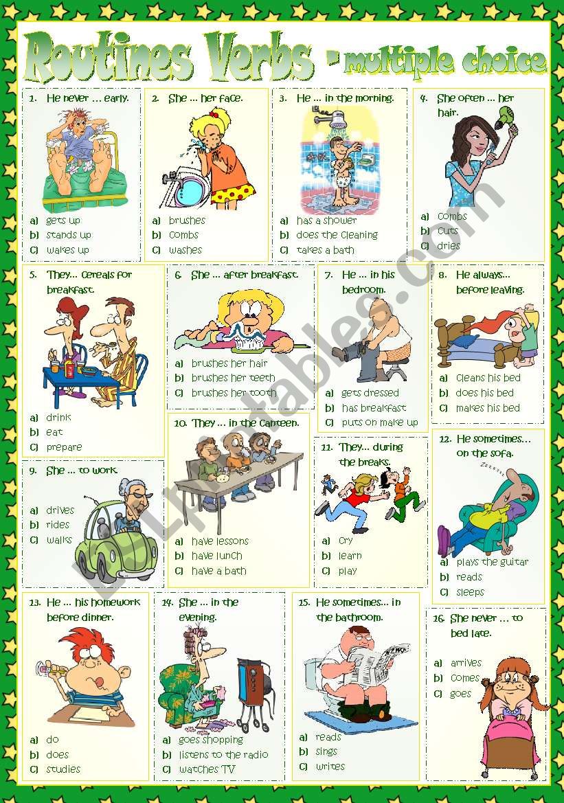 Routines Verbs worksheet