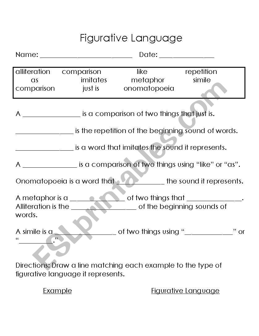 Figurative Language worksheet