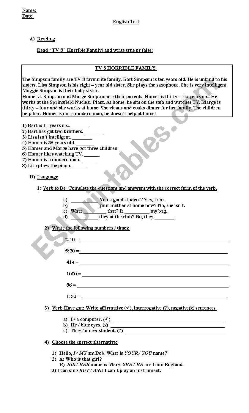 english exercise! worksheet