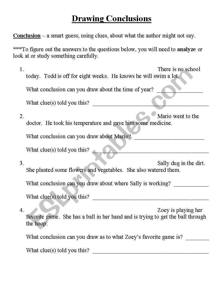 Drawing conclusions worksheet