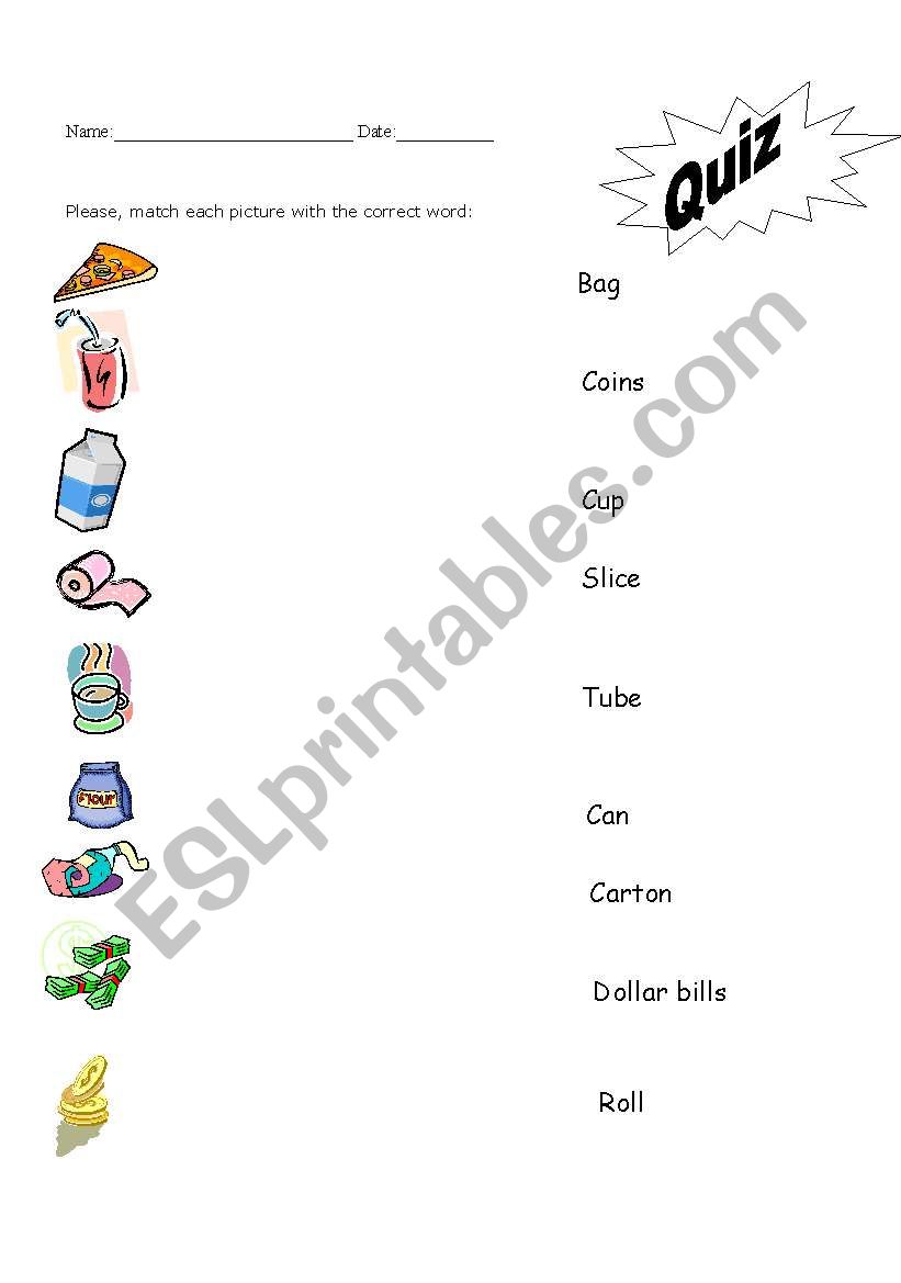 Containers Quiz worksheet