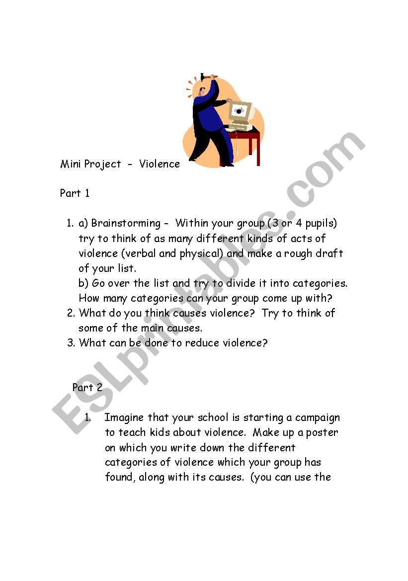 Violence - a mini project worksheet