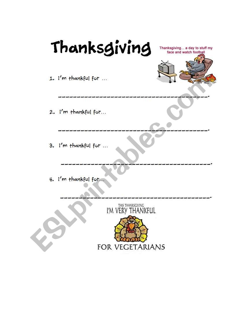 Im Thankful For... worksheet