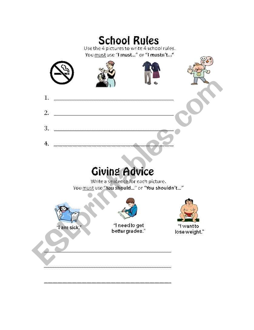 Rules & Advice worksheet