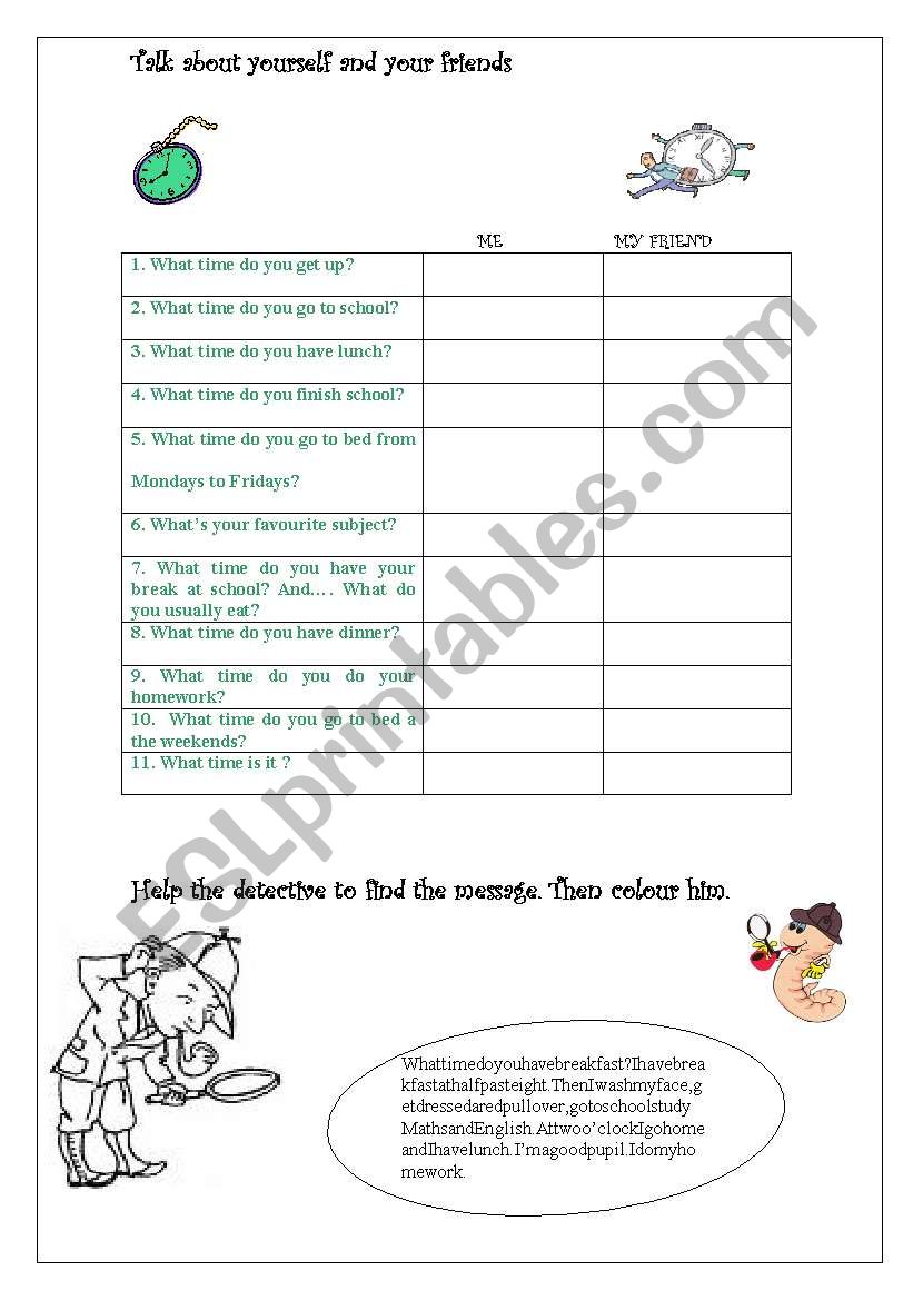 Daily routines worksheet