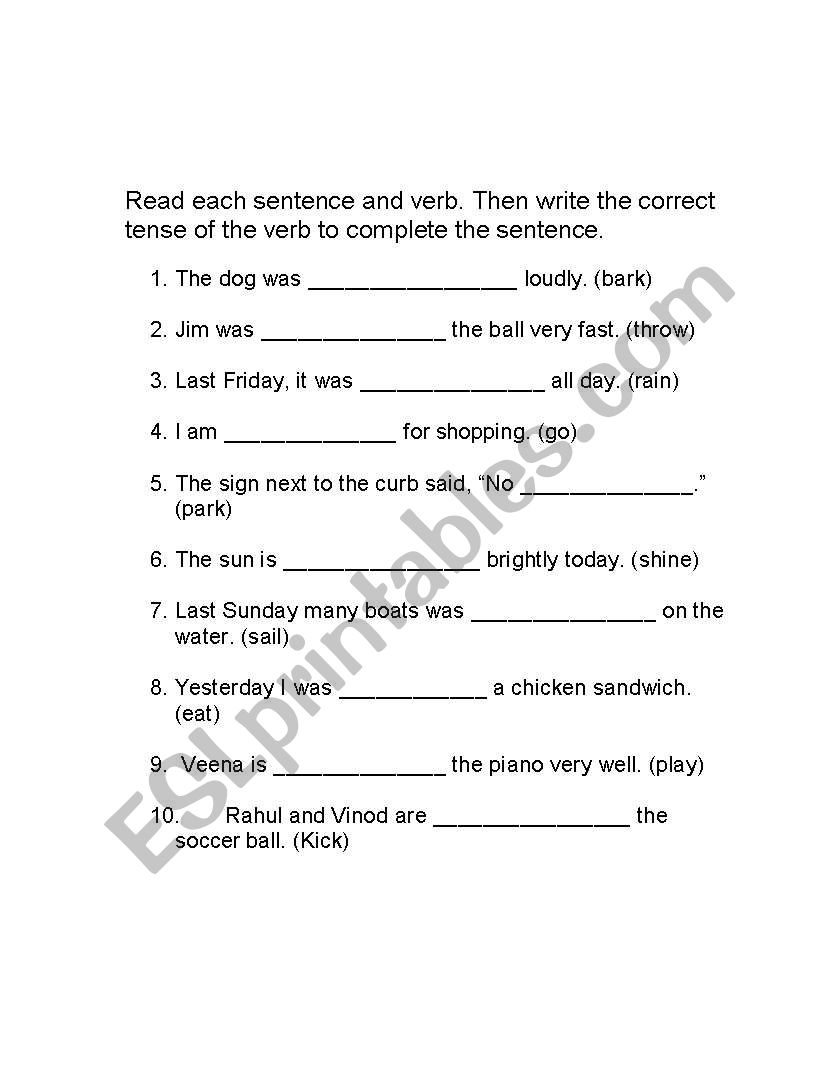 tenses worksheet