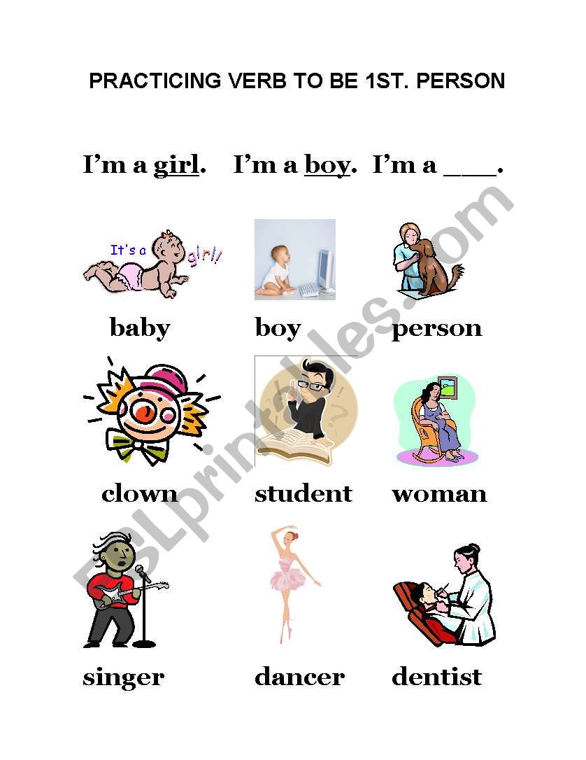 Practicing verb to be 1st. person