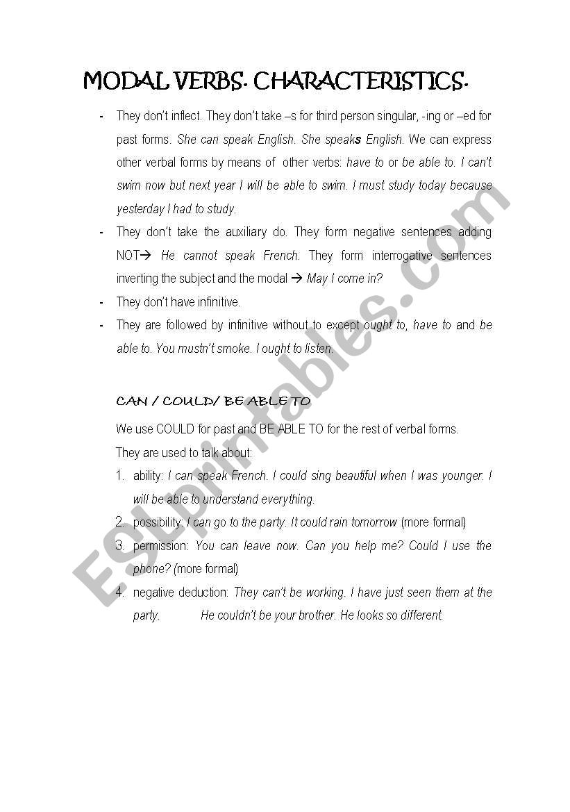 modal verbs worksheet