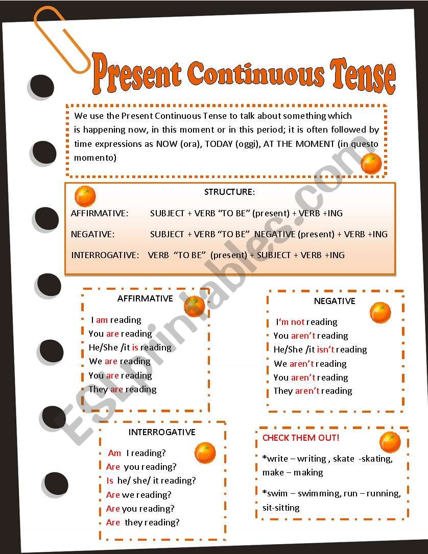 PRESENT CONTINUOUS TENSE worksheet