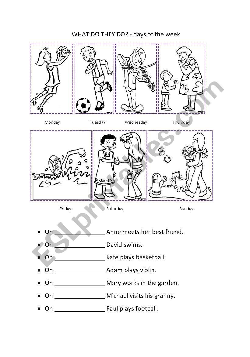 days of the week worksheet