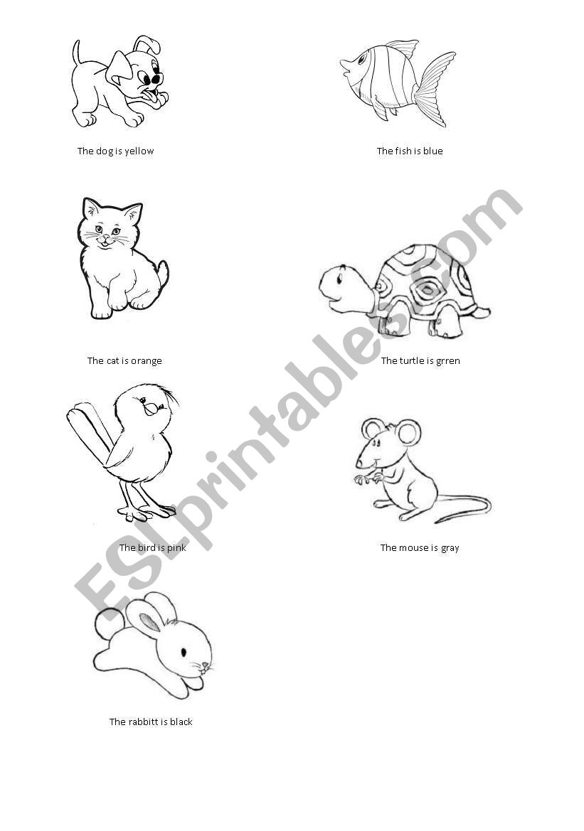 associate colors with animals worksheet