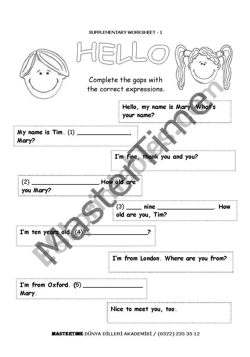 hello! worksheet