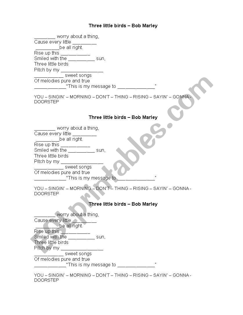 Music Three little birds by Bob Marley