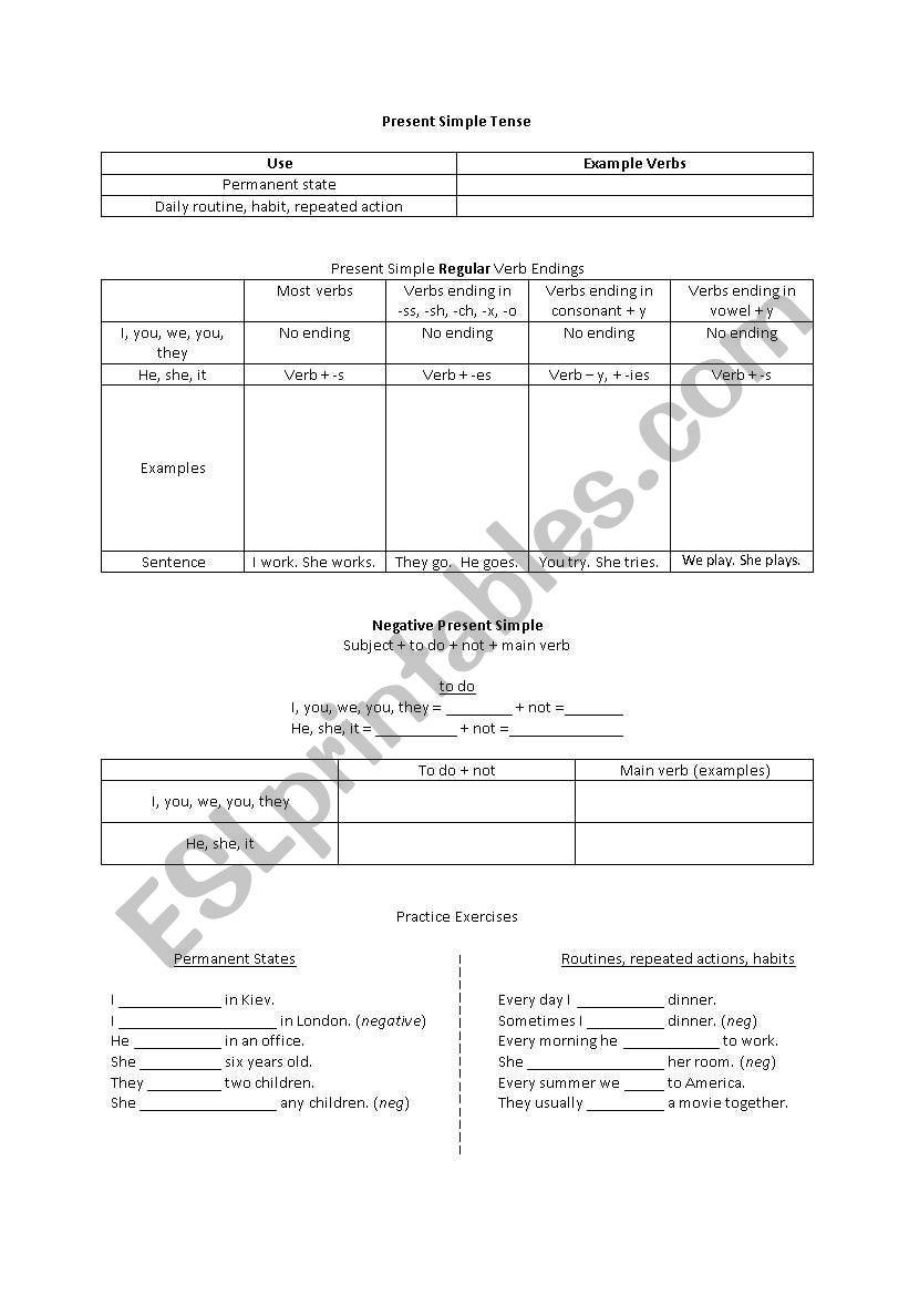 Present Simple Tense - student version