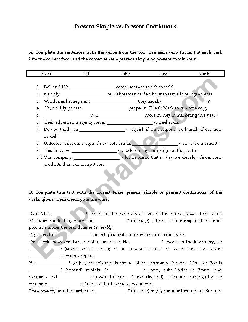 Present Simple, Present Continuous, business english