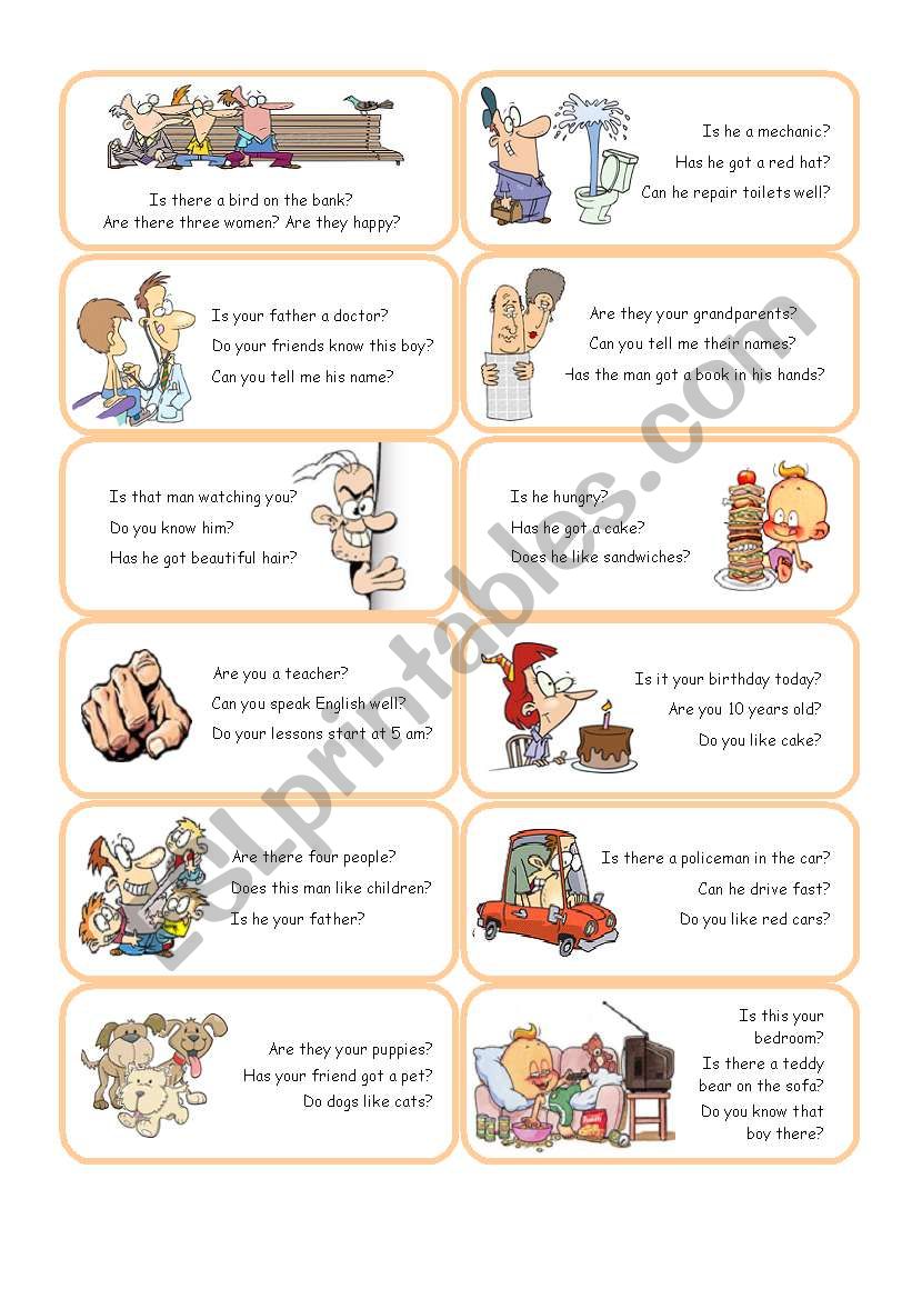 Short Answer Cards - Set 1 worksheet