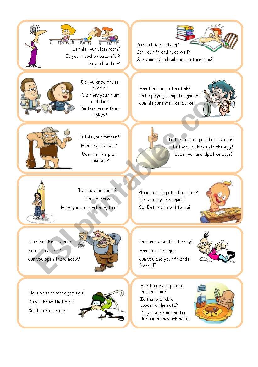 Short Answer Cards - Set 2 worksheet