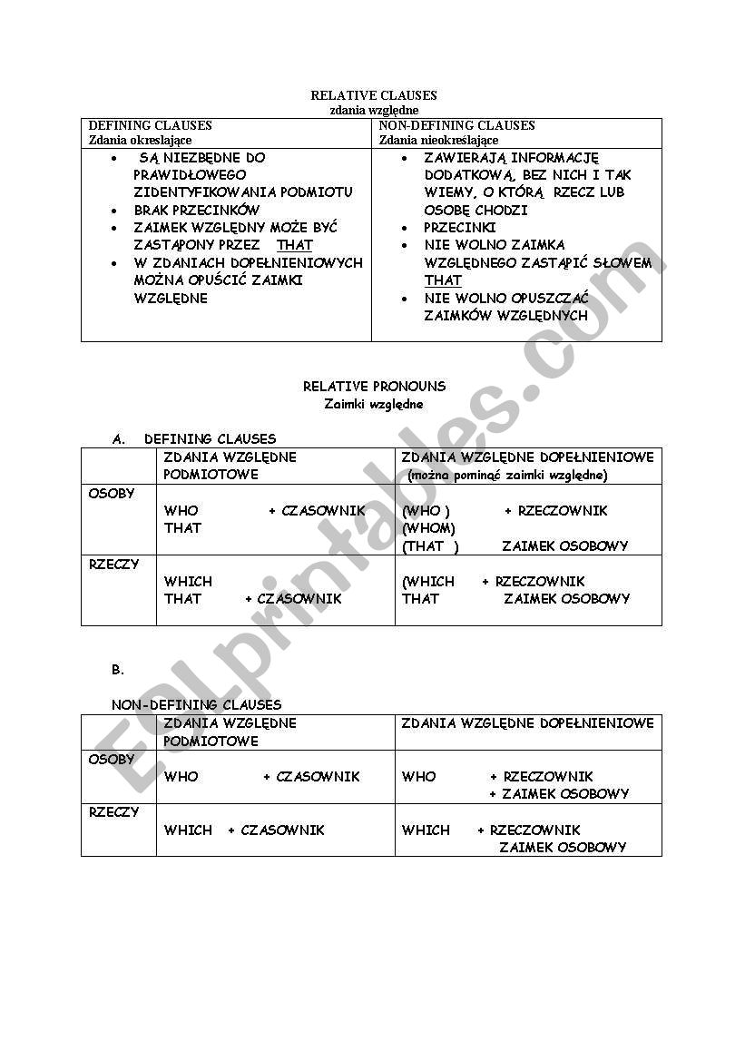 relative clauses worksheet