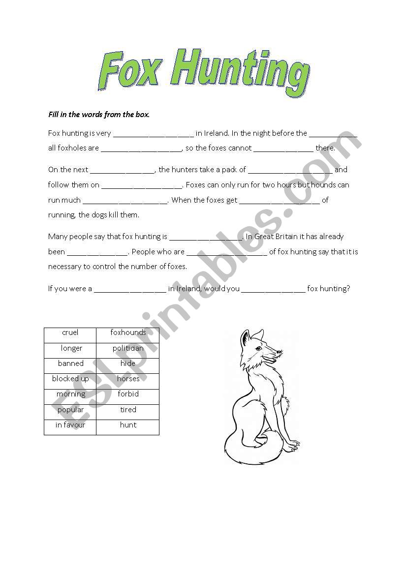 Fox Hunting worksheet