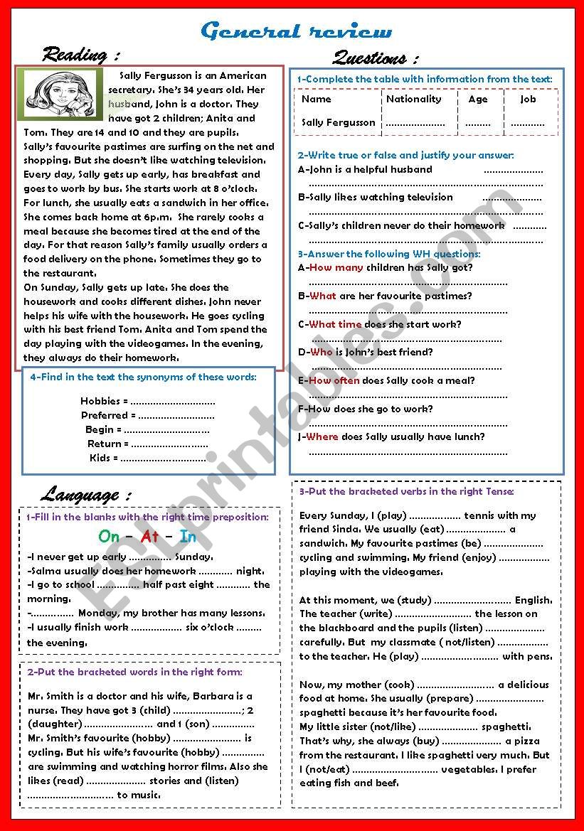 Review worksheet