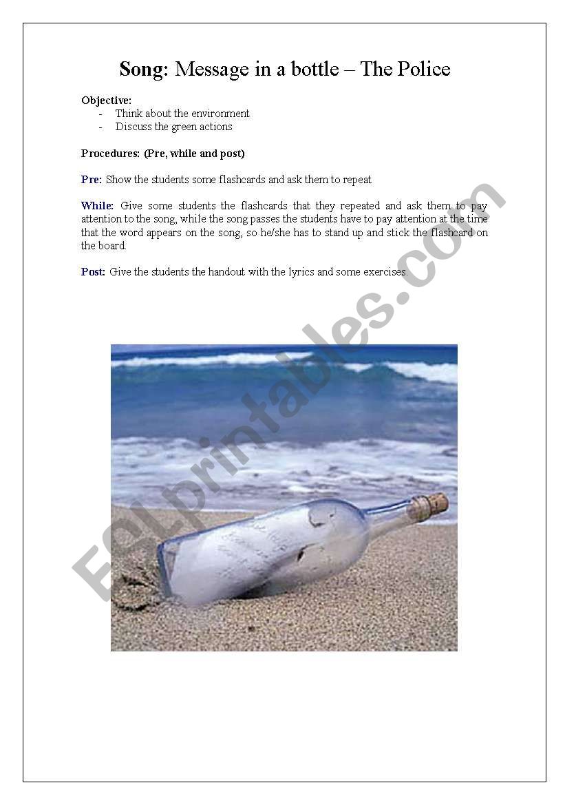 Message in a bottle worksheet