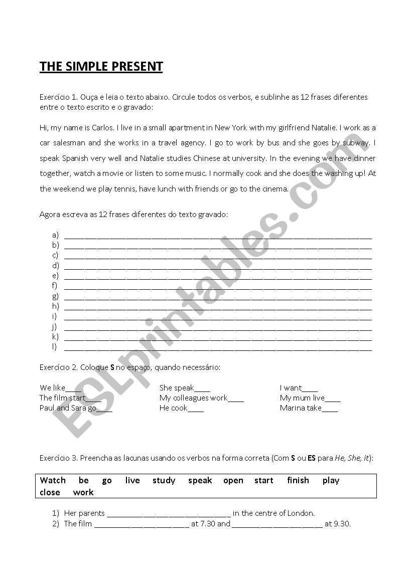 Simple Present worksheet