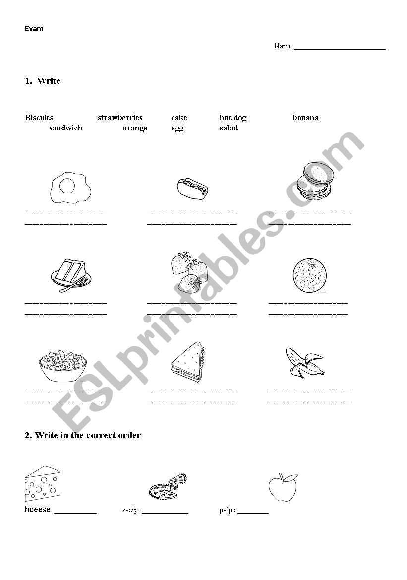 Revision. Food and To Be verb worksheet