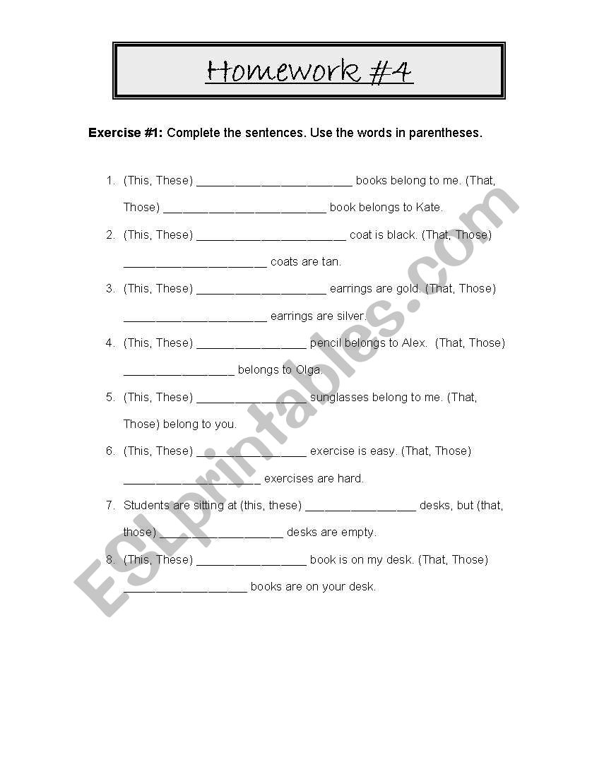 These/That worksheet