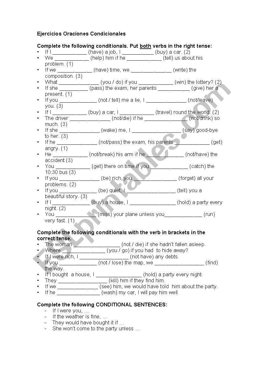 Conditional Sentences Exercises