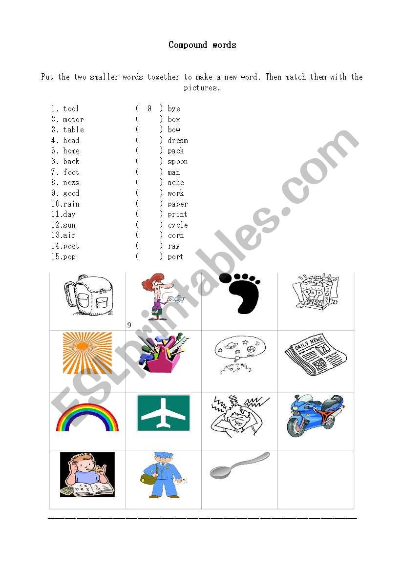 Compound words worksheet