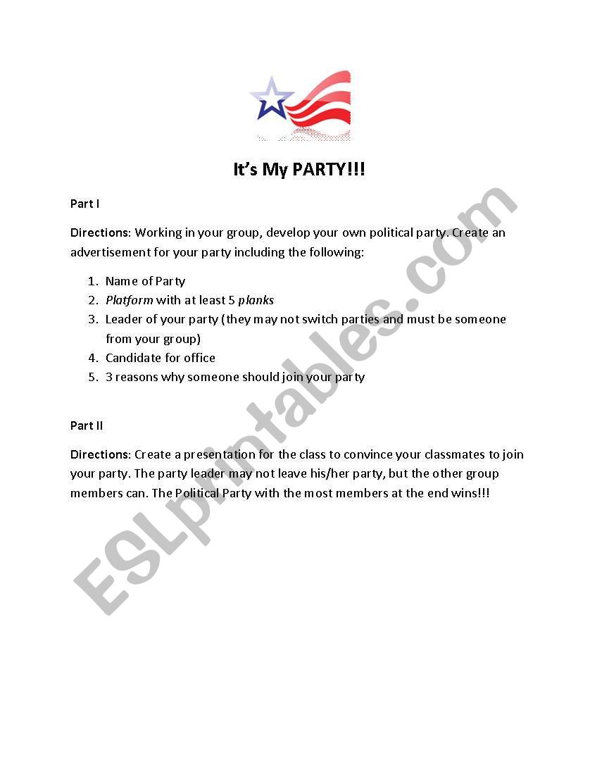 Political Parties worksheet